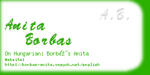 anita borbas business card